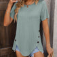 Mandy Decorative Button Round Neck Short Sleeve Blouse