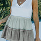 Tricolor Frill Trim V-Neck Sleeveless Top