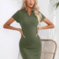 Johnny Collar Short Sleeve Bodycon Dress