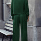 V-Neck Long Sleeve Top and Wide Leg Pants Set