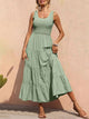 Tiered Smocked Wide Strap Dress Light Green