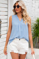 Texture V-Neck Sleeveless Top Light Blue