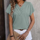 Mandy Textured Surplice Short Sleeve Blouse