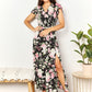 Floral Flutter Sleeve Tie-Waist Split Dress