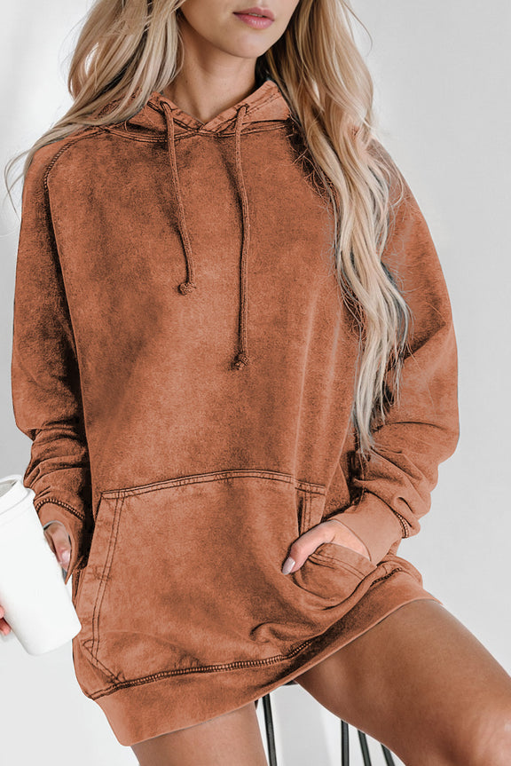 Long Sleeve Front Pocket Hoodie Taupe