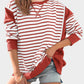 Slit Exposed Seam Striped Long Sleeve Sweatshirt