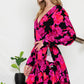 Floral Print Surplice Neck Long Sleeve Dress