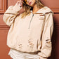 BiBi Laser Cut Long Sleeve Half Zip Hoodie