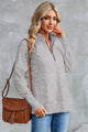 Half Zip Pocketed Dropped Shoulder Sweatshirt Dark Gray