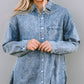 Button Up Dropped Shoulder Denim Top