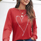 Heart Round Neck Long Sleeve Sweatshirt