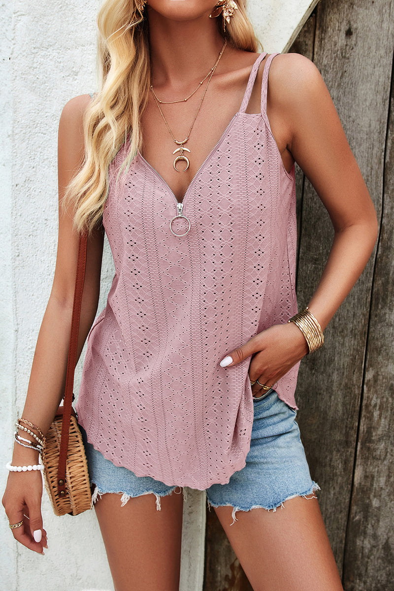 Devine Eyelet V-Neck Double Strap Cami