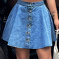 Buttoned Mini Denim Skirt