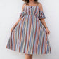 Plus Size Striped Cold-Shoulder Dress