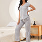 V-Neck Short Sleeve Top and Pants Lounge Set