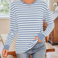 Lovelet Striped Round Neck Long Sleeve T-Shirt