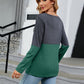 V-Neck Long Sleeve Two-Tone T-Shirt