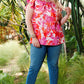 Plus Size Floral Flutter Sleeve Round Neck Blouse