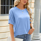 Round Neck Buttoned Short Sleeve T-Shirt