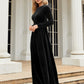 Tie Front Round Neck Long Sleeve Maxi Dress