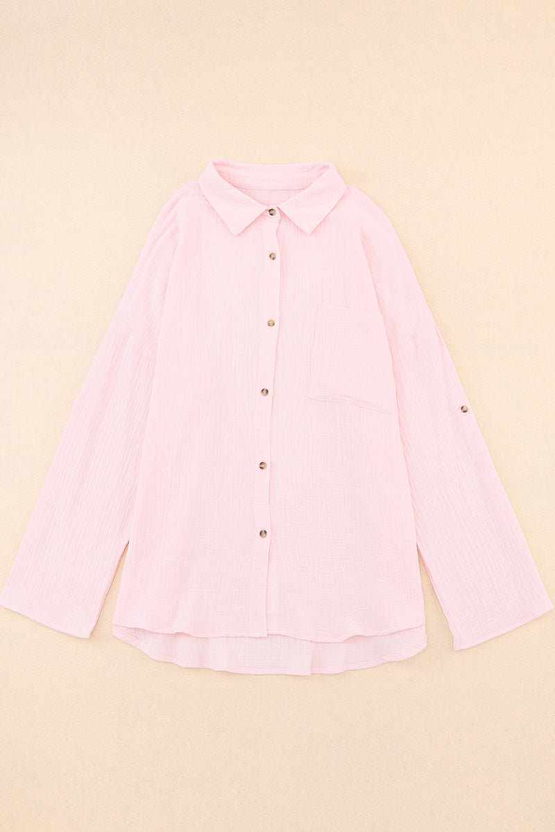 Pocketed Button Up Long Sleeve Shirt