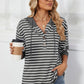 Drawstring Striped Long Sleeve Hoodie