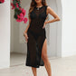 Cutout Openwork Round Neck Sleeveless Cover-Up