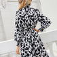 Printed Lantern Sleeve Turtleneck Dress