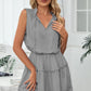 Frill Trim Tie Neck Sleeveless Mini Dress