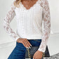 Lace Eyelet V-Neck Long Sleeve Blouse