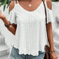 Eyelet Cold Shoulder Short Sleeve Blouse