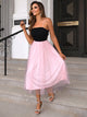 Two-Tone Spaghetti Strap Mesh Dress Pink Black