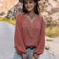 Swiss Dot V-Neck Blouse