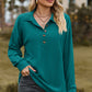 Half Button Dropped Shoulder Blouse