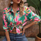 Honey Floral Print Collared Neck Long Sleeve Shirt