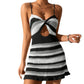 Cutout Striped Spaghetti Strap Cover Up Dress