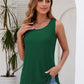 Double Layer Mesh Scoop Neck Wide Strap Tank