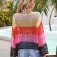 Color Block Openwork Boat Neck Cover Up