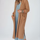 Open Front Long Sleeve Longline Slit Cardigan