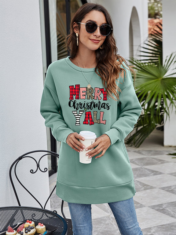 MERRY CHRISTMAS Y'ALL Graphic Sweatshirt Sage