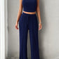 Mock Neck Sleeveless Top and Drawstring Pants Set