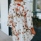 Floral V-Neck Three-Quarter Sleeve Dress