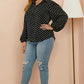 Plus Size Polka Dot Balloon Sleeve Shirt