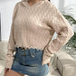 Cable-Knit Dropped Shoulder Hooded Sweater