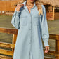 Button Up Collared Neck Raw Hem Denim Dress