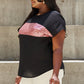 Sew In Love Shine Bright Full Size Center Mesh Sequin Top in Black/Mauve