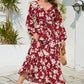 Floral Print V-Neck Long Sleeve Maxi Dress