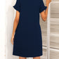 Round Neck Flounce Sleeve Dress with Pockets