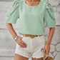 Swiss Dot Round Neck Short Sleeve Blouse