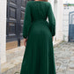 Pleated Long Sleeve Surplice Maxi Dress